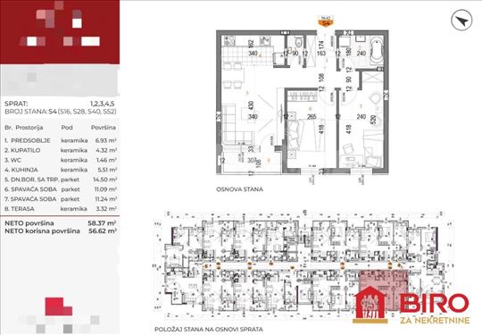 Stan,NOVI SAD,TELEP,kv: 57.00, € 128300, ID: 10116