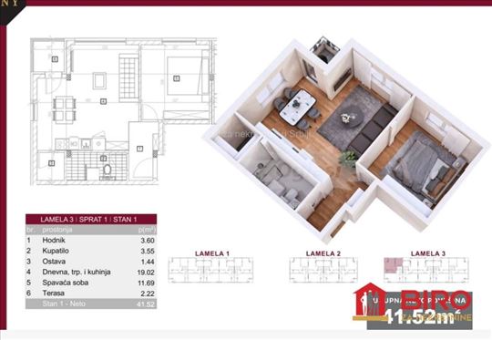 Novi Sad, Veternik, Stan, 2, 42,00m2