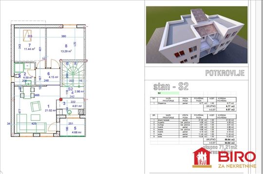 Novi Sad, Veternik, Stan, 3, 71,00m2