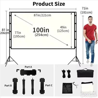 Platno 100" Visuapex za projektor sa postoljem
