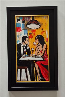 Ulje na platnu - Vecernji izlazak, prelepo!