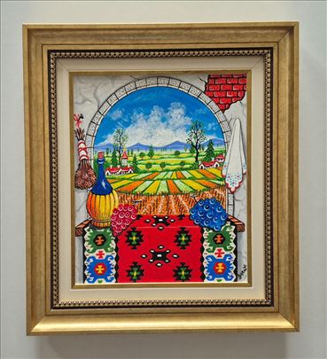 Naiva, ulje na platnu - Pogled na vinograd