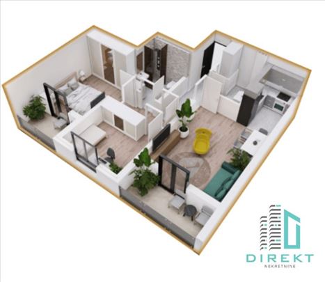 Useljiv, namešten stan sa dve spavaće sobe