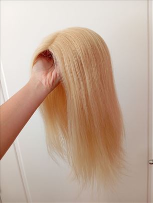 Poluperika od prirodne kose plava 45cm