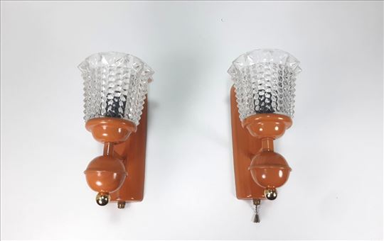 Vintage par zidnih lampi metal/kristal staklo