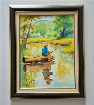 Ulje na platnu - Mali pecaros, prelepa slika!