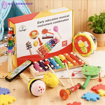 Muzički Instrumenti set Daire, Metalofon, Triangl,