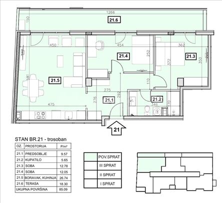 Trosoban stan sa velikom terasom