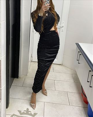 Crna haljina sa sitnim cirkonima