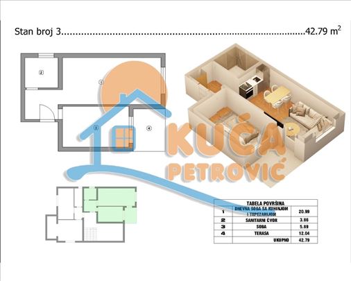 Novogradnja 43m2  Branko Bjegović