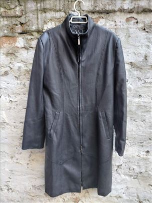 Elegantni ženski kožni crni mantil XL