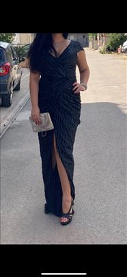 Eleganta crna duga haljina, veličina L/XL
