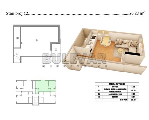 Novogradnja 26m2  Branko Bjegović