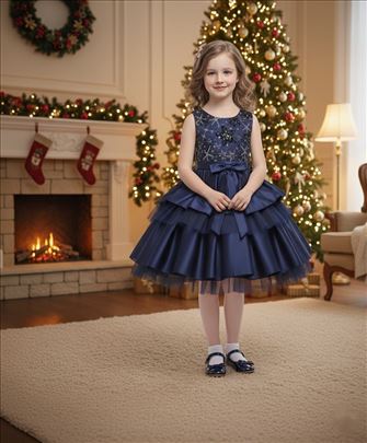 Teget plava svečana haljina za decu