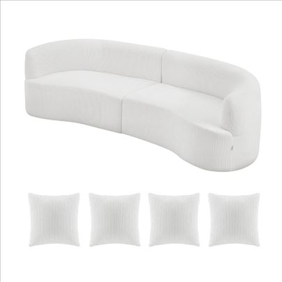 Zakrivljena modularna sofa bela (284cm)