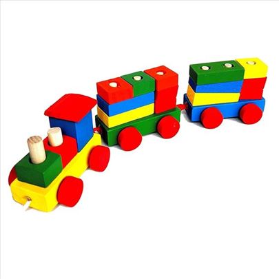 Drveni voz i 18 elemenata za ređanje i igru