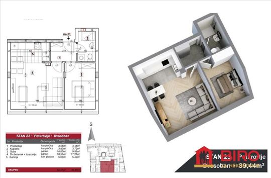 Stan,Novi Sad,Podbara,kv: 39.00, ID: 1012618