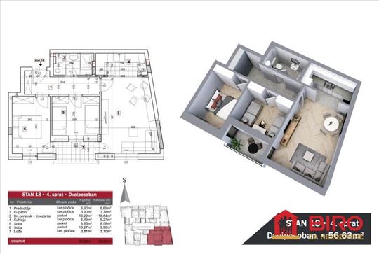 Stan,Novi Sad,Podbara,kv: 57.00, ID: 1012615