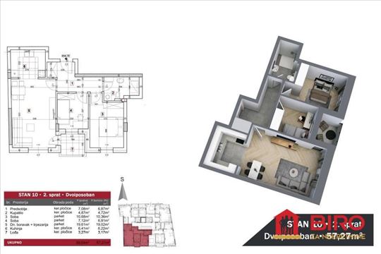 Stan,Novi Sad,Podbara,kv: 57.00, ID: 1012611