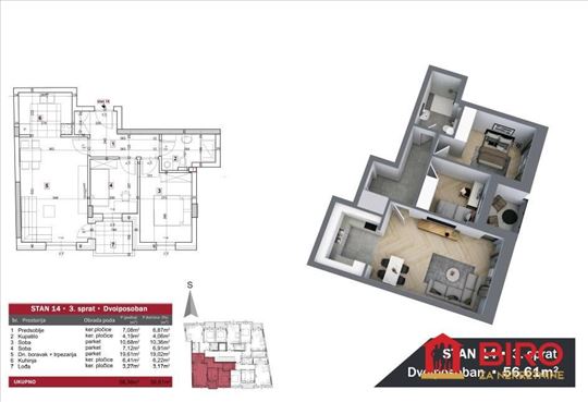 Stan,Novi Sad,Podbara,kv: 57.00, ID: 1012613