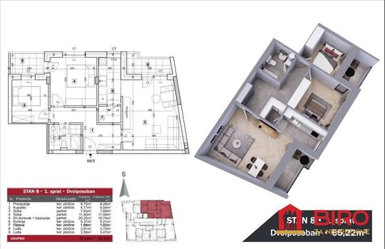 Stan,Novi Sad,Podbara,kv: 65.00, ID: 1012610