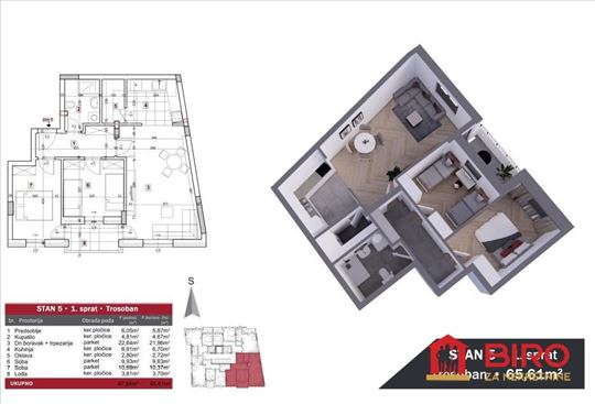 Stan,Novi Sad,Podbara,kv: 66.00, ID: 1012608