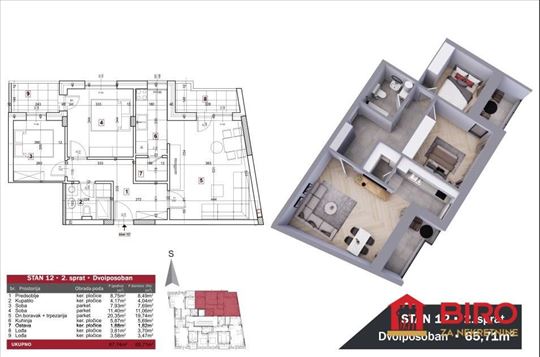 Stan,Novi Sad,Podbara,kv: 66.00, ID: 1012612