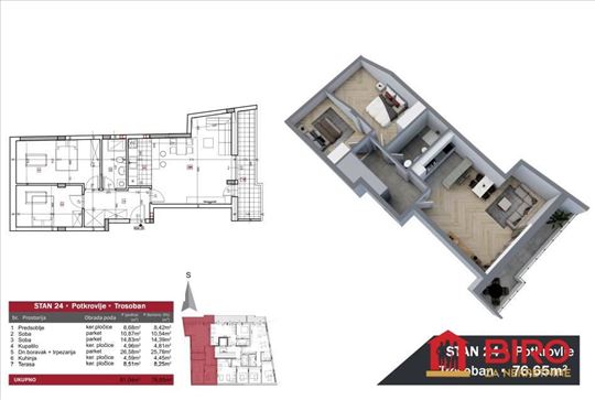 Stan,Novi Sad,Podbara,kv: 77.00, ID: 1012619