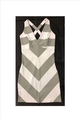 Enzzo sivo-bela uska mini haljina (S)