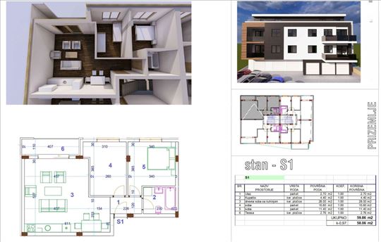Stan,Sremska Kamenica,Sremska Kamenica,kv: 58.00, 
