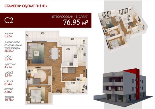 Stan,Veternik,Veternik,kv: 76.95, € 146300, ID: 10