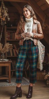 VINTAGE STATEMENT KOMAD Unikatne Tople 3/4 Pantalo