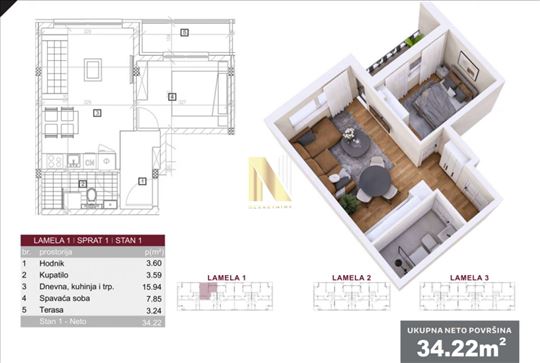 Jednoiposoban stan u izgradnji - Veternik