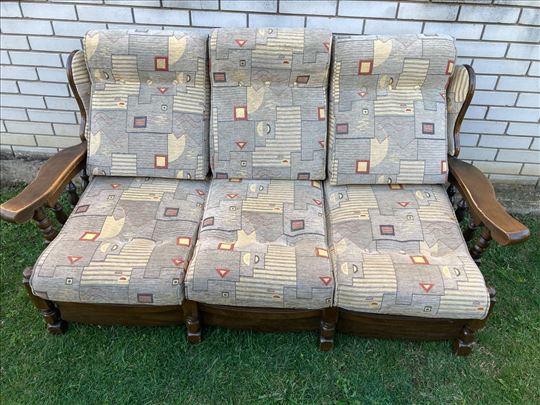 Trosed i dve fotelje od punog hrastovog drveta