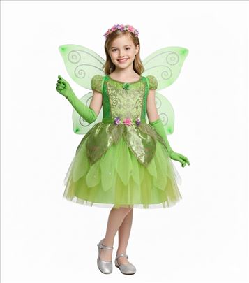 Zvoncica haljina kostim vila zelena set 4u1