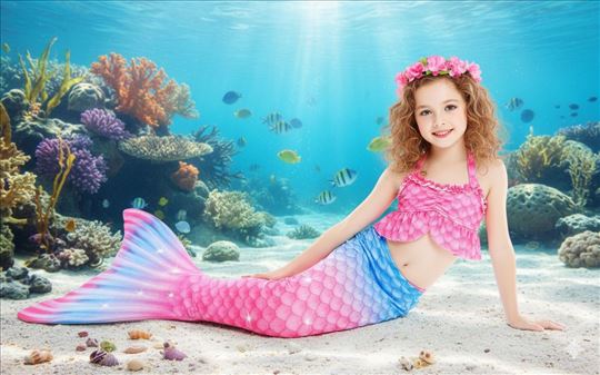 Sirena kupaći kostim + rep + top  3 dela Arijel 