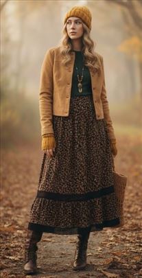 Boho duga cvetna suknja Vel. L/XL   