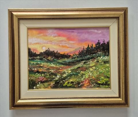 Ulje na platnu - Zlatan zalazak sunca, prelepa sli