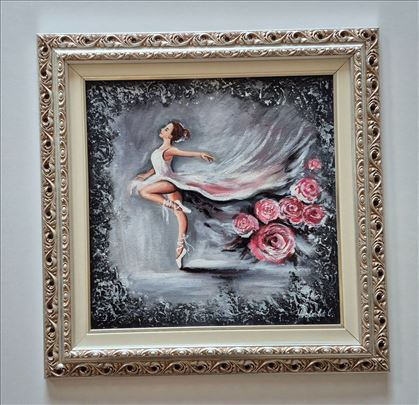 Ulje na platnu - Balerina i ruze, prelepa slika!