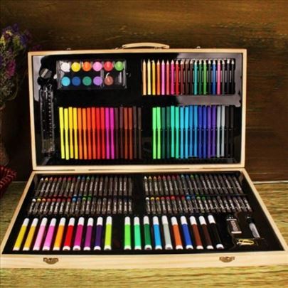 Drveni Kofer sa 180 Bojica Novo Bojice za Decu TOP