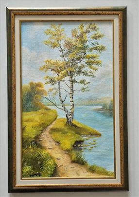 Ulje na platnu - Pejzaz uz reku, prelepo!