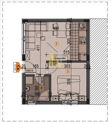 Jednoiposoban stan u izgradnji - Adice