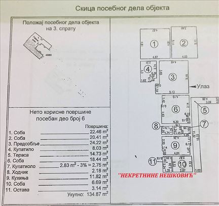 Centar RERSAVSKA višesoban uknjižen treći sprat