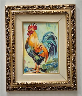 Ulje na platnu - Portret sarenog petla