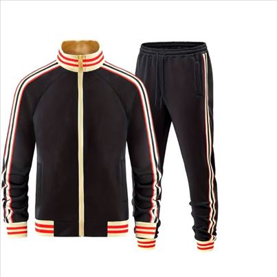 Men's Autumn Winter Striped Track Suit With Stand 