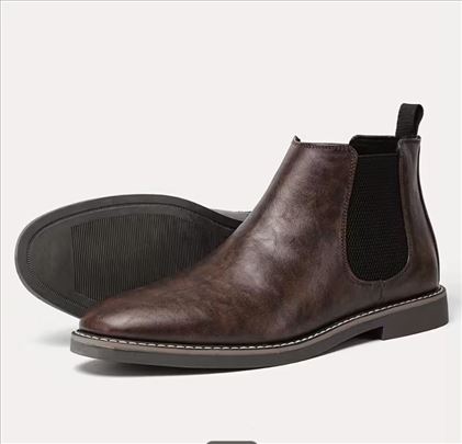 Men's Red-Brown Slip-On Ankle Boots - 2 boje