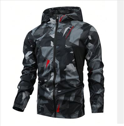 SheinRunning Men's Geometric Pattern Hooded Track