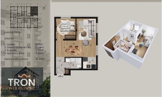 Jednosoban stan u blizini Vrnjačkih termi 36,20m2