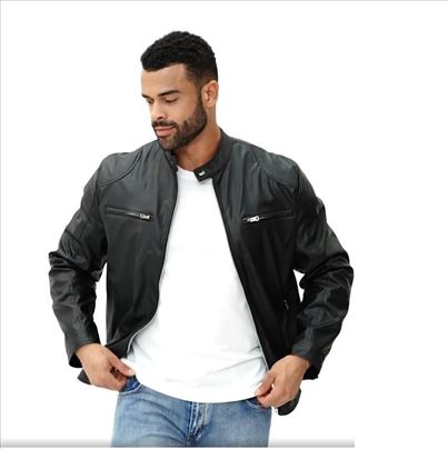 Men's PU Leather Jacket With Zippered Pockets 