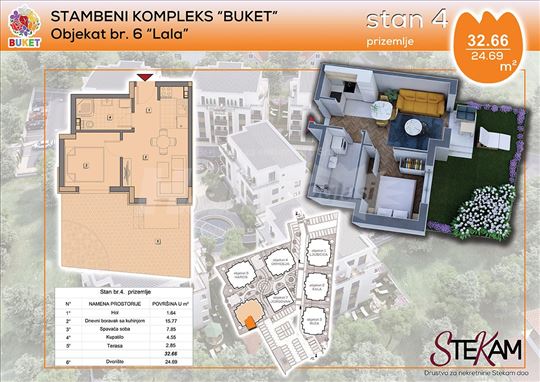 Stambeni kompleks "Buket"  3min hoda od Aqua parka